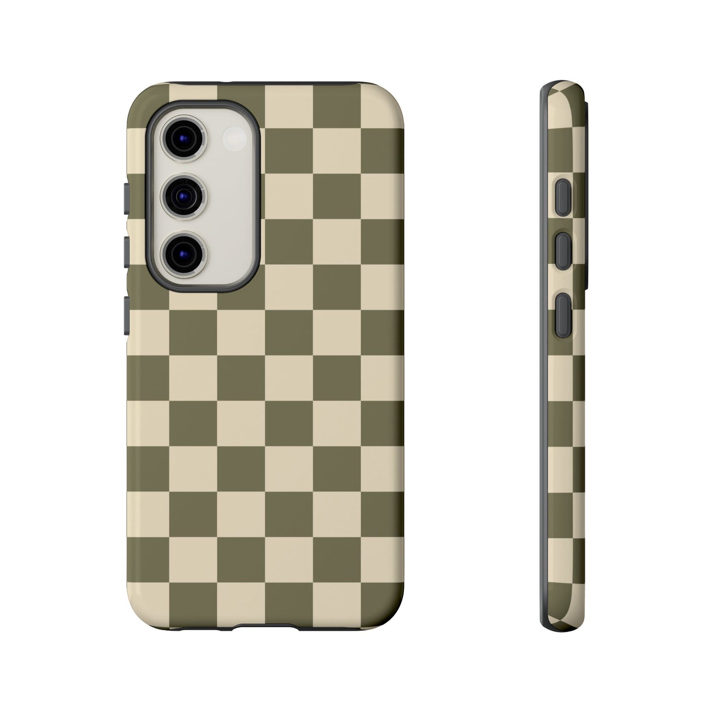 Samsung Galaxy S23 / Glossy Phone Case - ’Green Checkered Pattern’ Phone Case