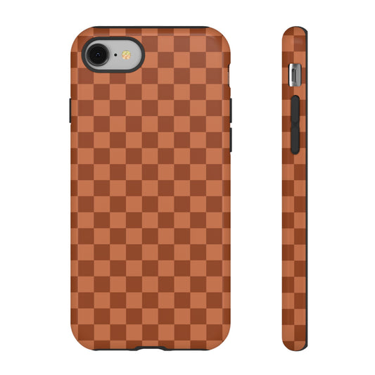Bold Brown Small Checked Pattern Phone Case - Brown Phone Case - iPhone 8 / Glossy