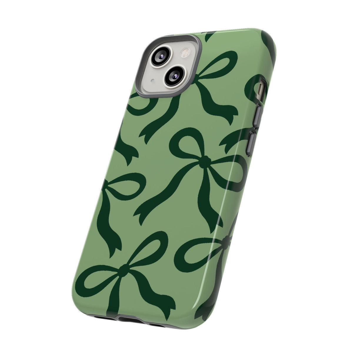 Bold Sage Green and Forest Green Bow Pattern Phone Case - Green Phone Case