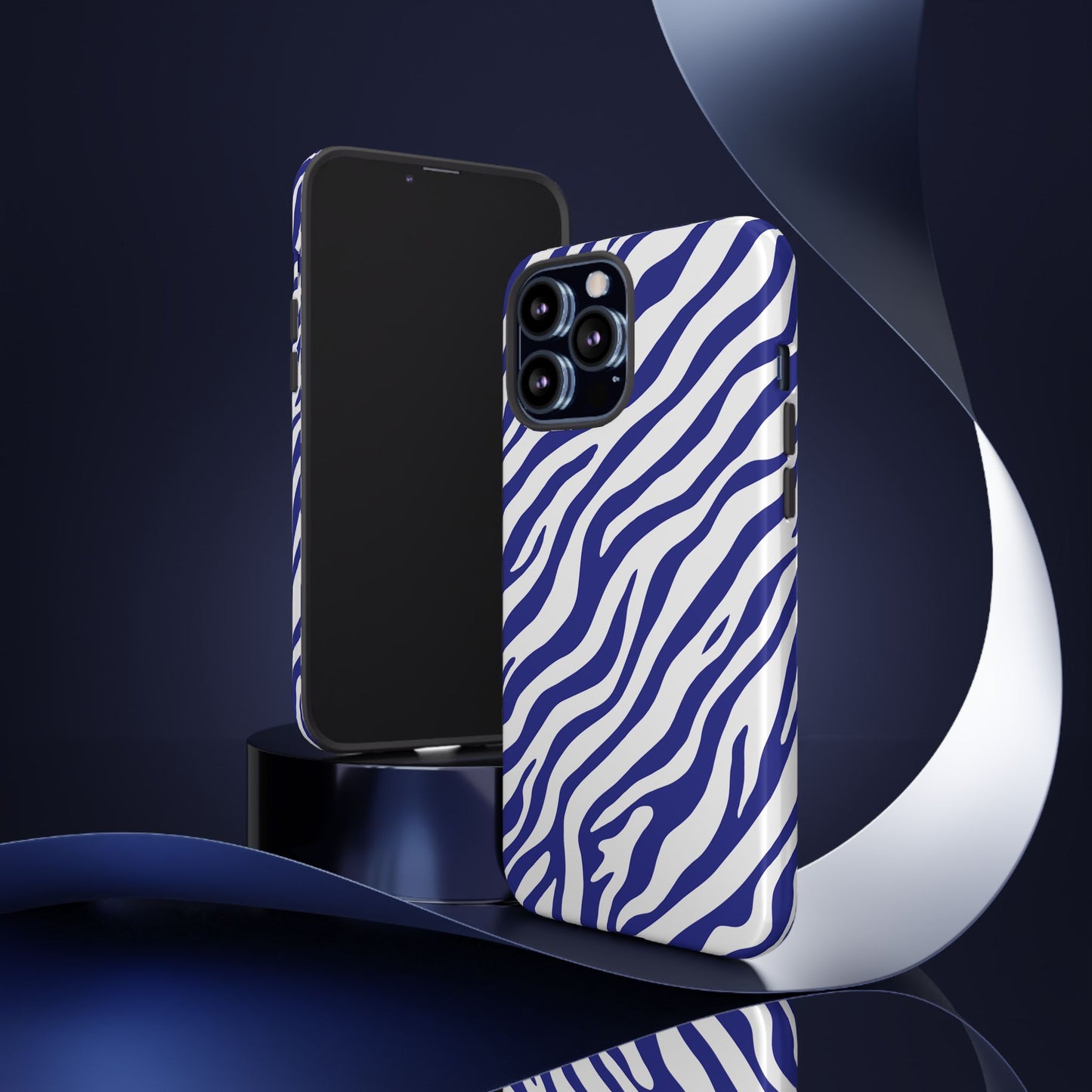 Stylish Electric Blue Zebra Print Phone Case