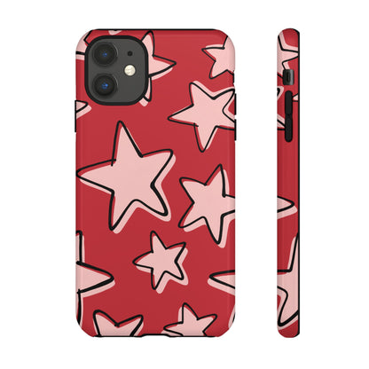 Cherry Red Doodle Star Phone Case