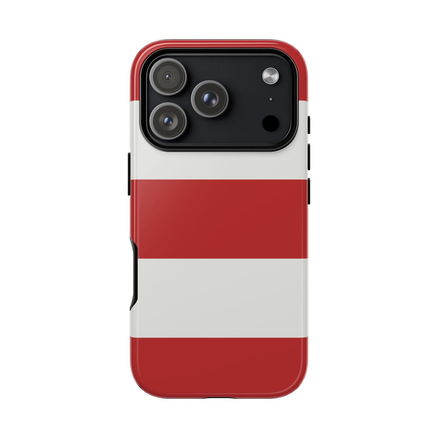 iPhone 17 Pro / Glossy Phone Case - Red & White Horizontal Stripe Pattern Phone Case