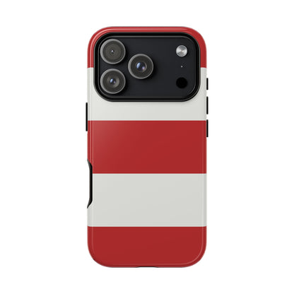 iPhone 17 Pro / Glossy Phone Case - Red & White Horizontal Stripe Pattern Phone Case