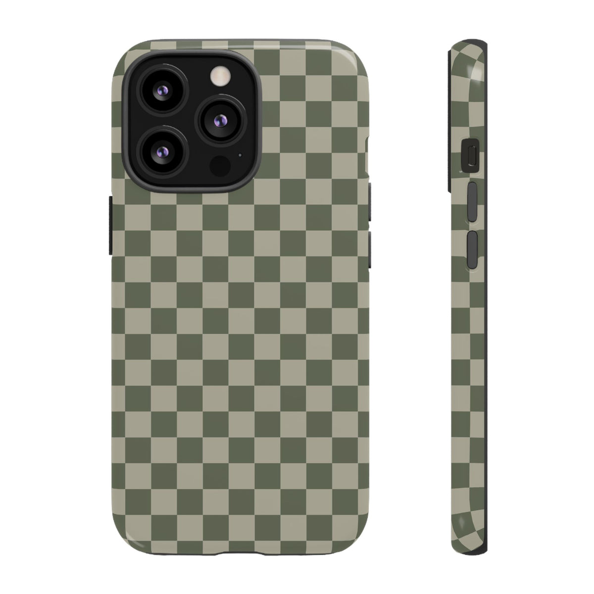 Bold Olive Green Checked Pattern Phone Case - Green Phone Case - iPhone 13 Pro / Glossy