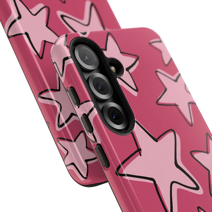 Raspberry Pink Doodle Star Phone Case