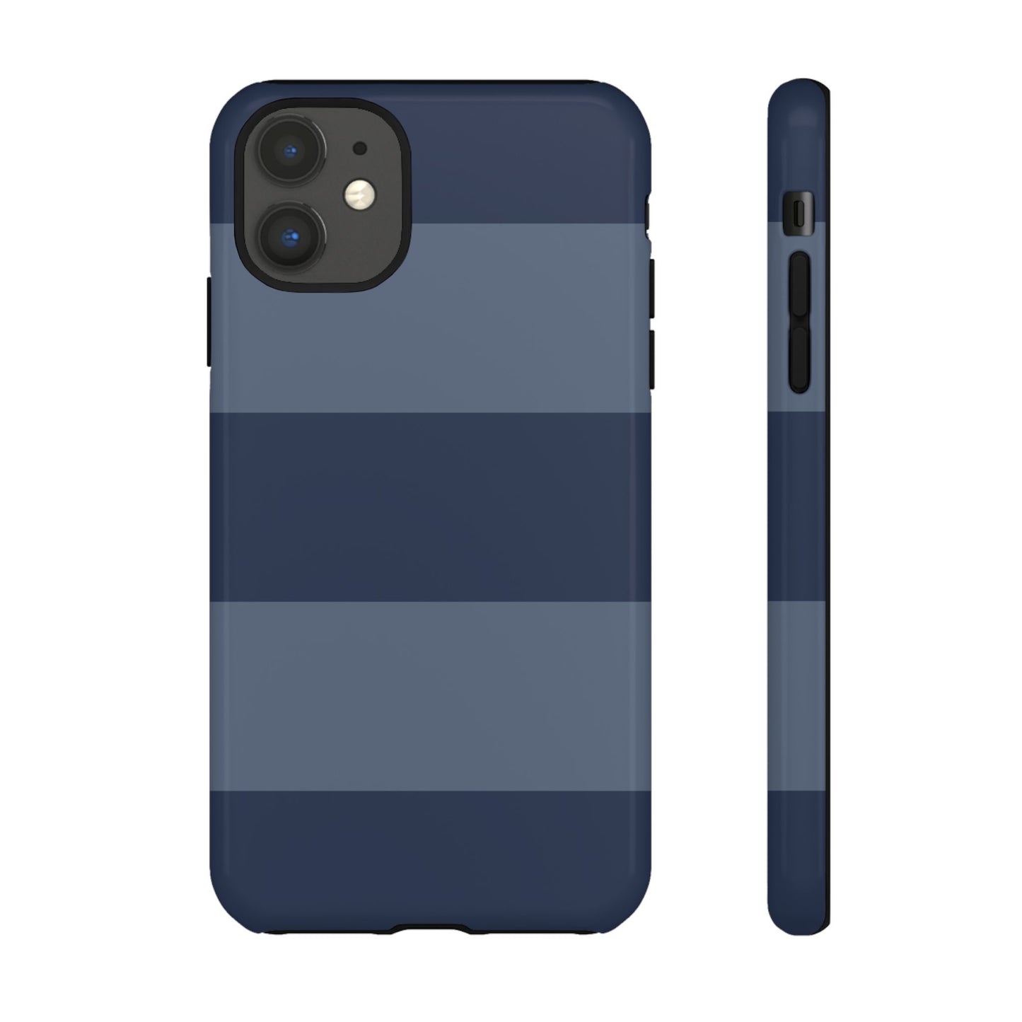 Dark Blue Horizontal Stripe Pattern Phone Case - Blue Phone Case - iPhone 11 / Glossy
