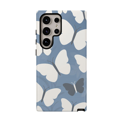 Minimalist Light Blue Butterfly Pattern Phone Case - Blue Phone Case - Samsung Galaxy S24 Ultra / Glossy