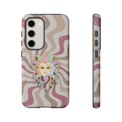 Sun & Moon Jester Mask – Pink Retro Wave Phone Case - Pink Phone Case - Samsung Galaxy S23 / Glossy