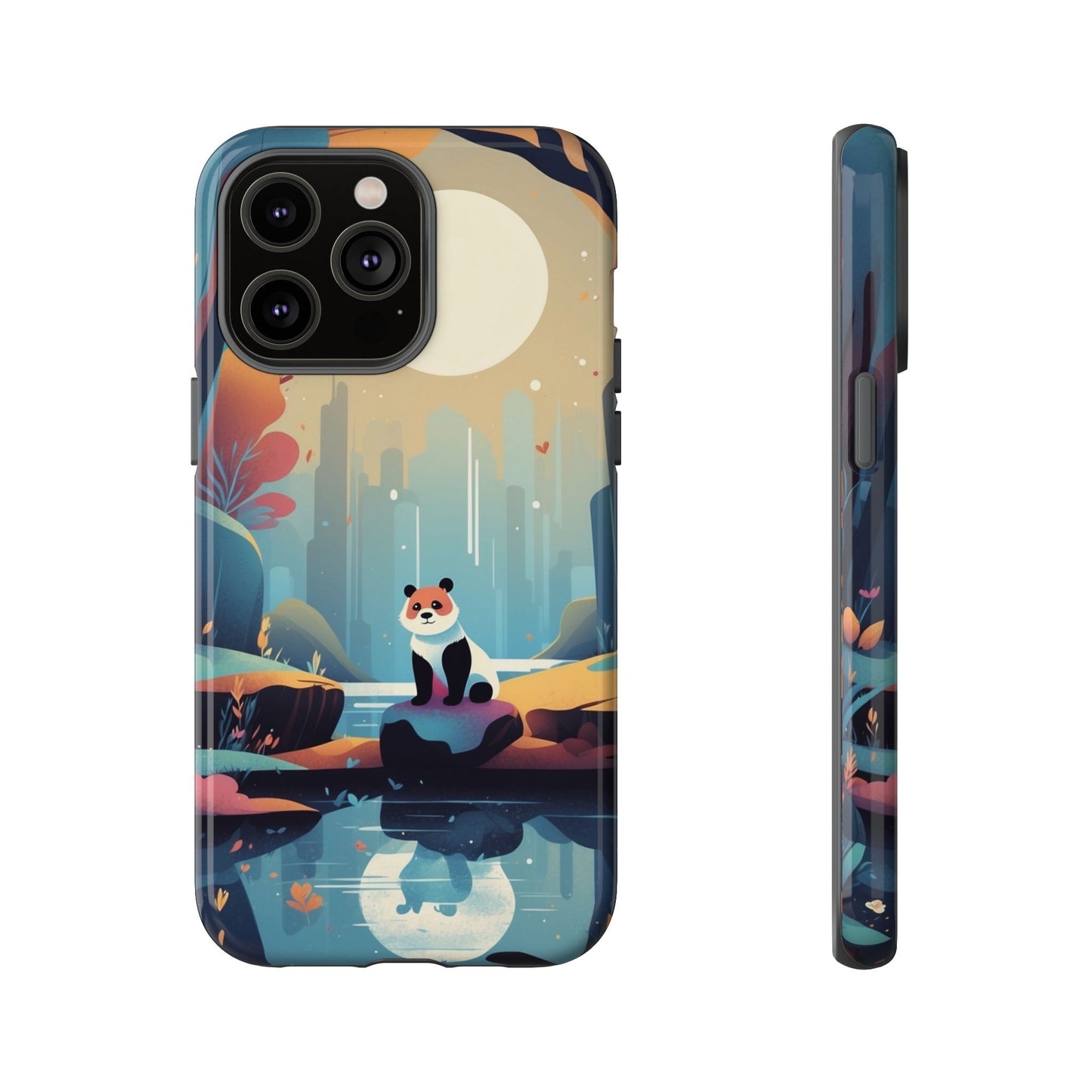 iPhone 14 Pro Max / Glossy Phone Case - Stylised Panda Design Phone Case