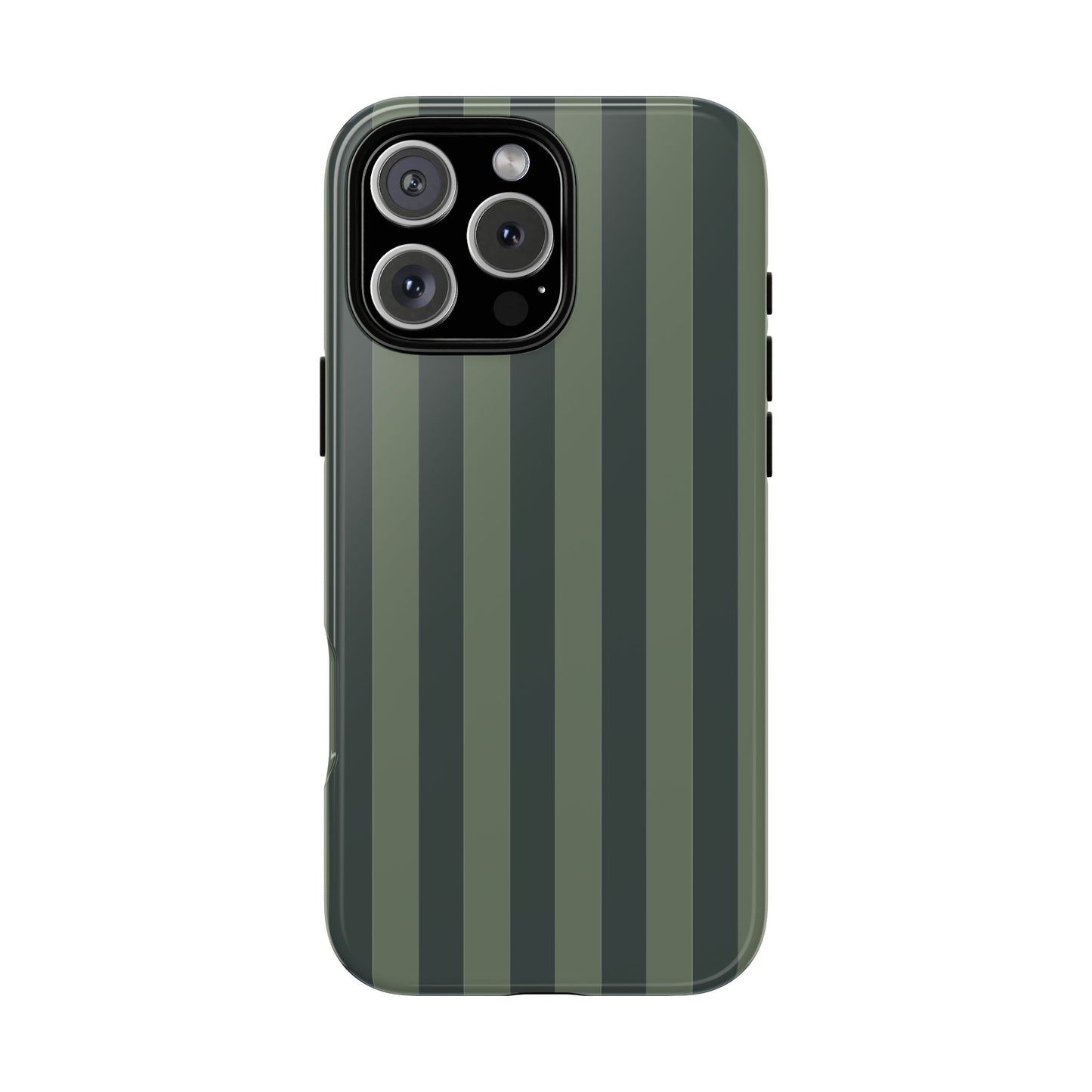 iPhone 16 Pro Max / Glossy Phone Case - ’Dark Green Stripe Pattern’ Phone Case