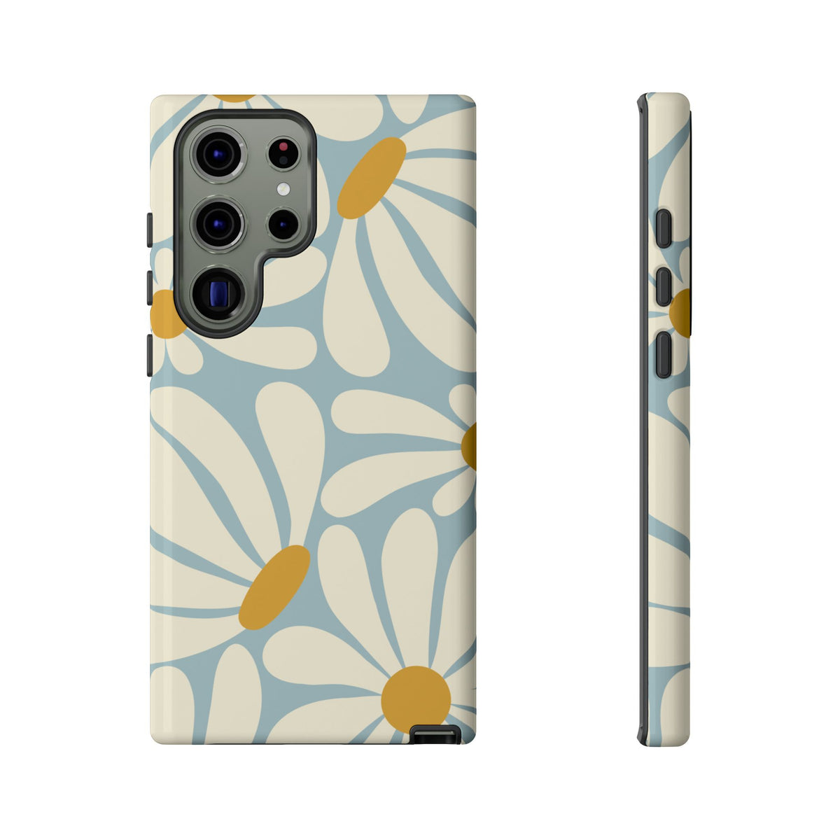 Retro Light Blue Daisy Pattern Phone Case - Blue Phone Case - Samsung Galaxy S23 Ultra / Glossy