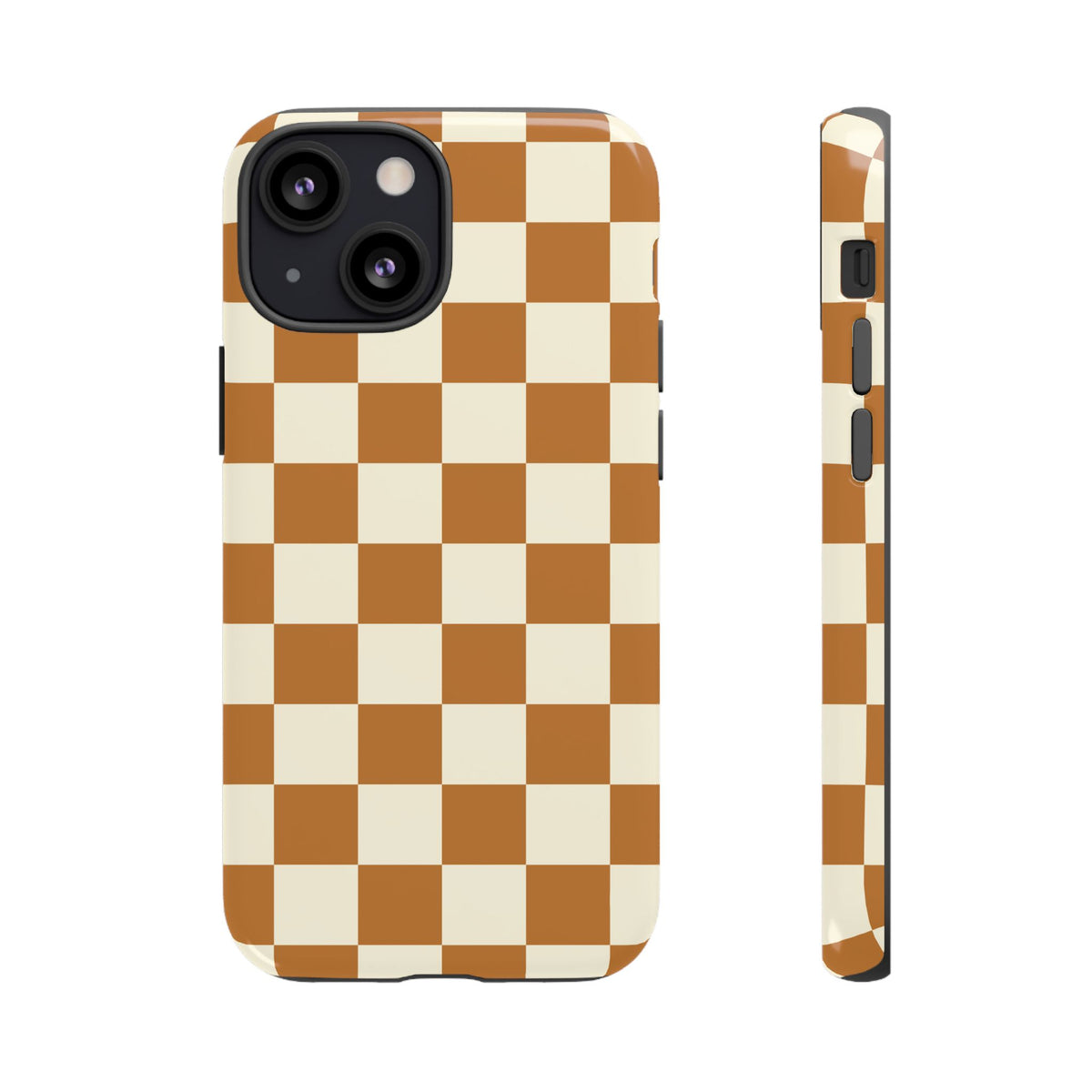 Orange & White Checked Pattern Phone Case - Orange Phone Case - iPhone 13 Mini / Glossy