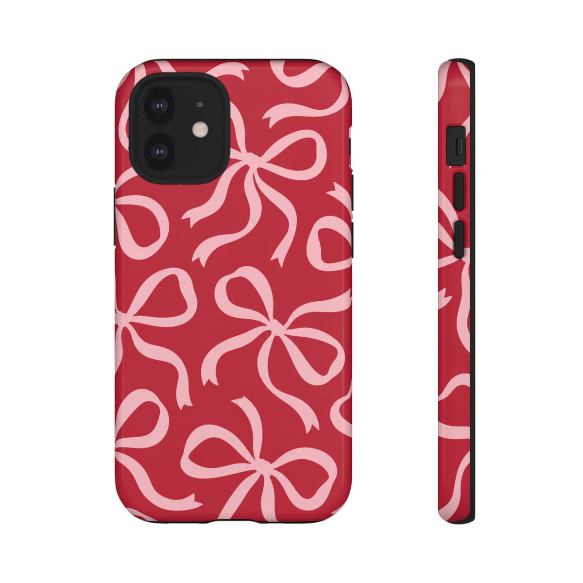 Bold Raspberry Red and Blush Pink Bow Pattern Phone Case