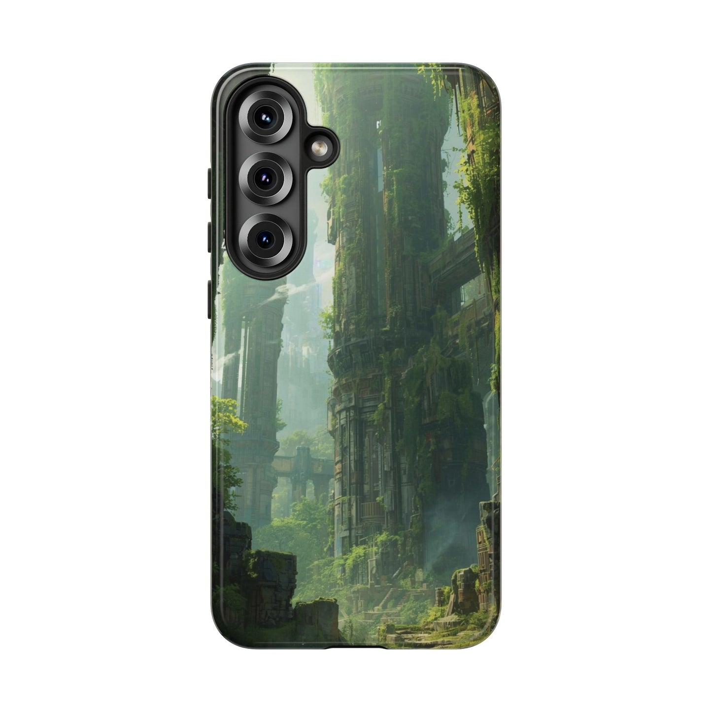 Samsung Galaxy S25 Plus / Glossy Phone Case - Overgrown Future Ruins Sci-fi Phone Case