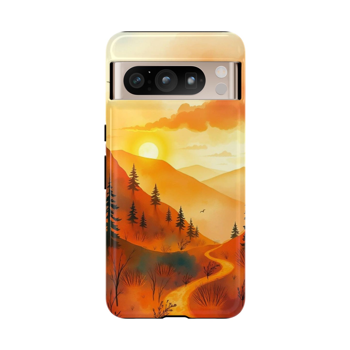 Google Pixel 8 Pro / Glossy Phone Case - Golden Sunset Design Phone Case