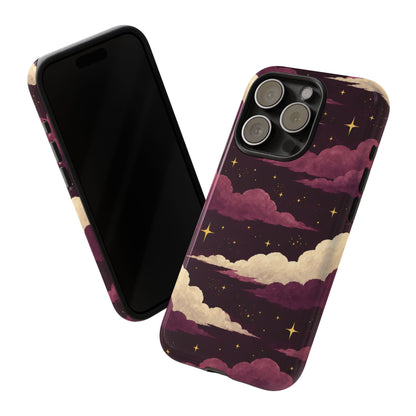 Illustrated Plum Clouds & Stars Phone Case