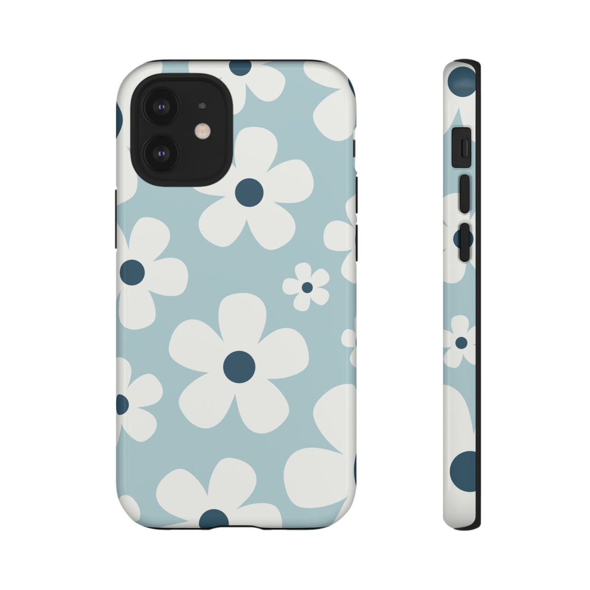 Cute Light Blue Daisy Pattern Phone Case - Blue Phone Case - iPhone 12 Mini / Glossy