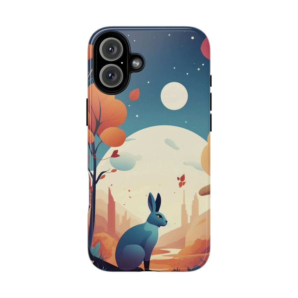 Stylised Blue Hare Design Phone Case - Multicolor Phone Case - iPhone 16 Plus / Glossy