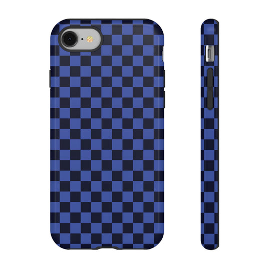 iPhone 8 / Glossy Phone Case - ’Bold Blue Checkered Pattern’ Phone Case