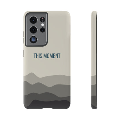 Samsung Galaxy S21 Ultra / Glossy Phone Case - Minimalist Cream Waves ’This Moment’ Statement Phone Case
