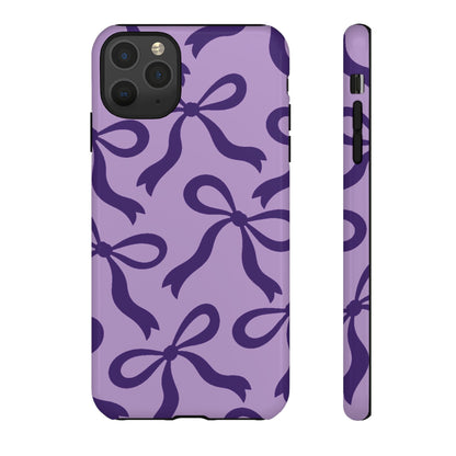 Bold Lilac and Deep Purple Bow Pattern Phone Case - Purple Phone Case - iPhone 11 Pro Max / Glossy