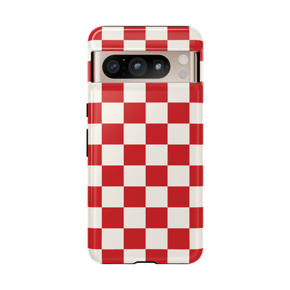 Red Checked Pattern Phone Case - Red Phone Case - Google Pixel 8 Pro / Glossy