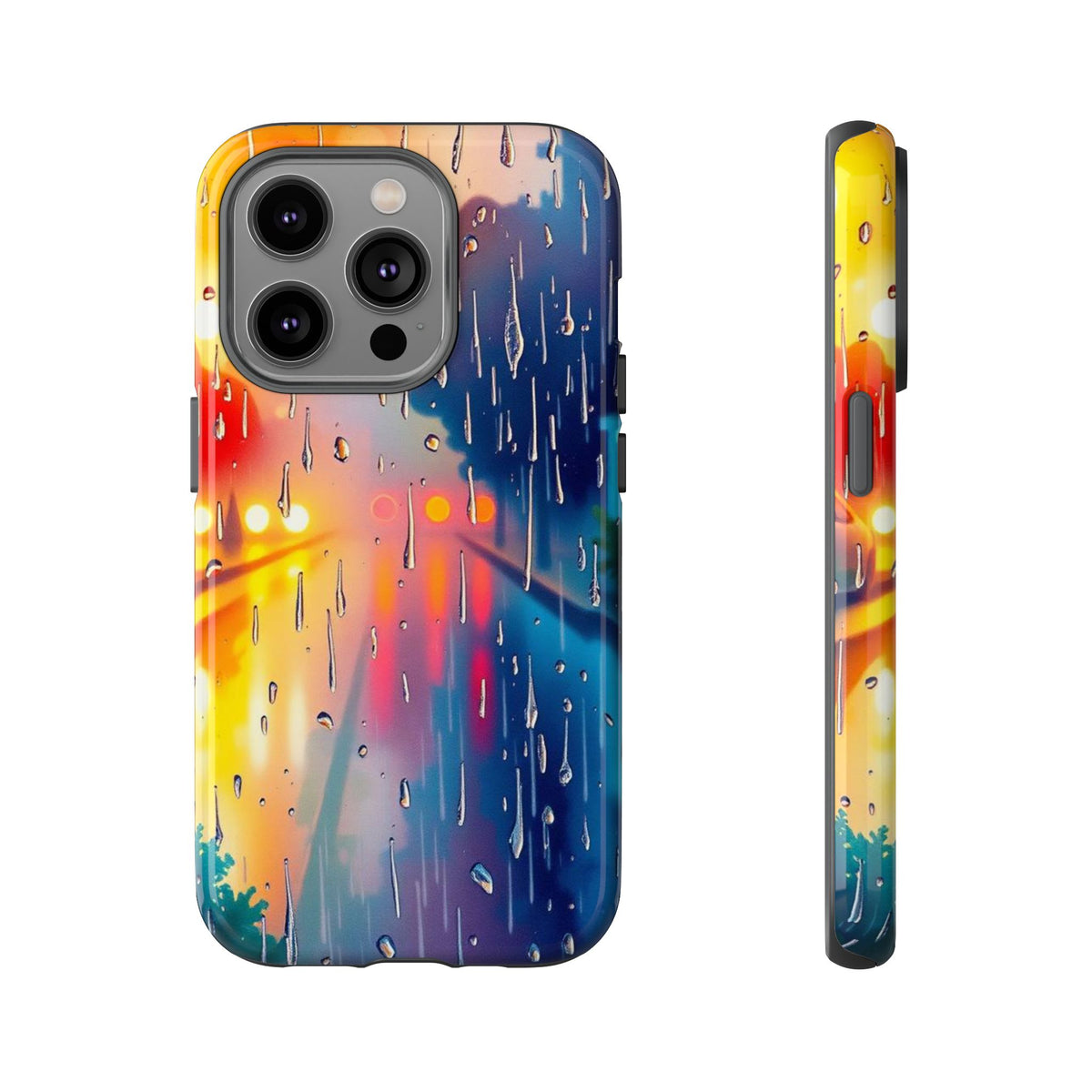 Electric Rain Watercolour Design Phone Case - Multicolor Phone Case - iPhone 14 Pro / Glossy