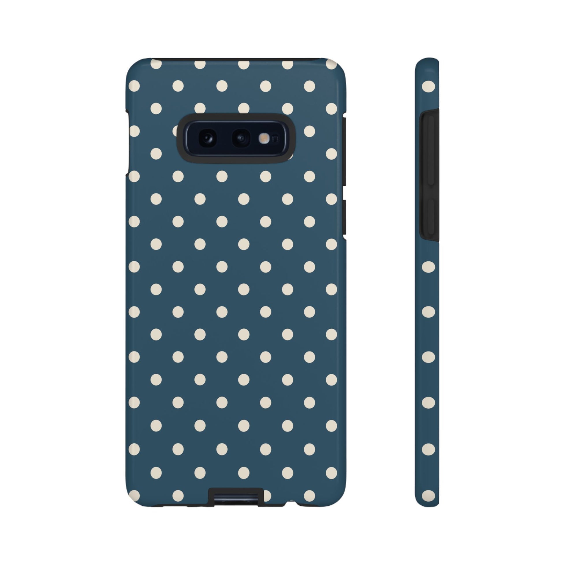 Samsung Galaxy S10E / Glossy Phone Case - ’Blue & White Dot Pattern’ Phone Case