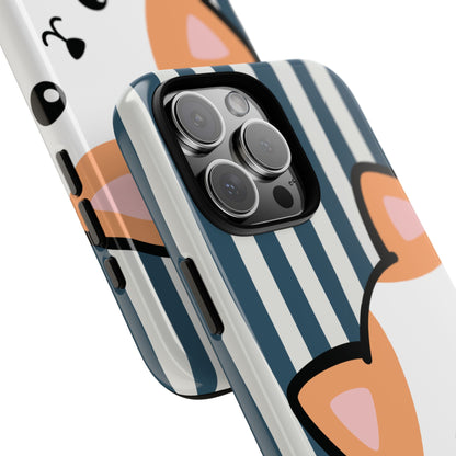 Playful Peakaboo Cat with Blue Stripe Pattern Phone Case - Blue Phone Case