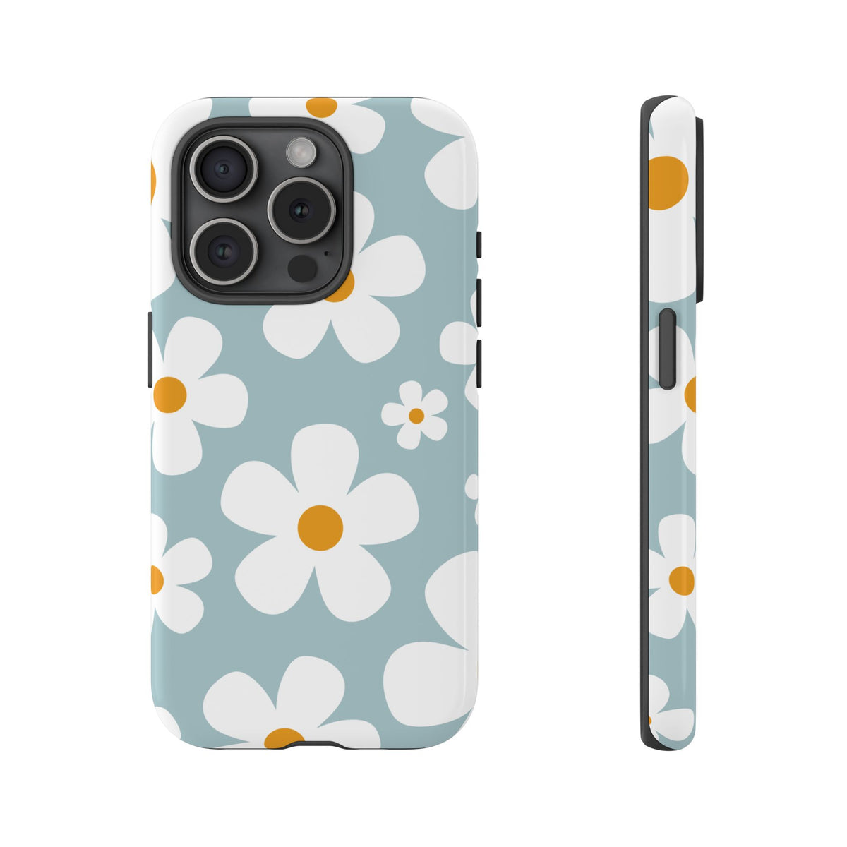 Cute Blue Daisy Pattern Phone Case - Blue Phone Case - iPhone 15 Pro / Glossy
