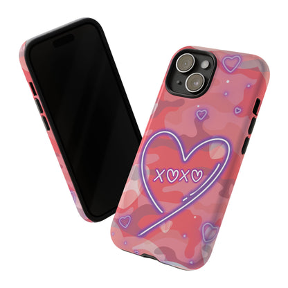 Love Heart Neon Camo Phone Case - Pink Phone Case
