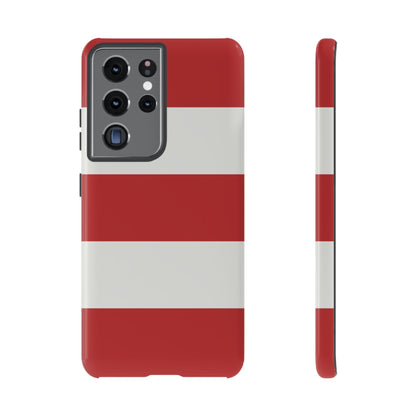 Samsung Galaxy S21 Ultra / Glossy Phone Case - Red & White Horizontal Stripe Pattern Phone Case