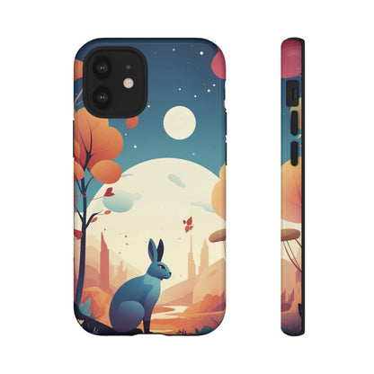 Stylised Blue Hare Design Phone Case - Multicolor Phone Case - iPhone 12 Mini / Glossy