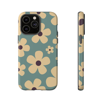 Cute Blue & Cream Daisy Pattern Phone Case - Blue Phone Case - iPhone 14 Pro Max / Glossy
