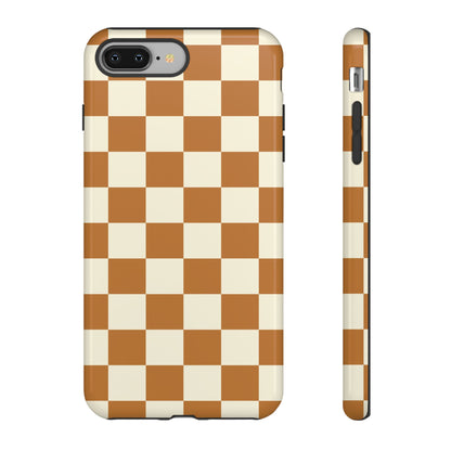 Orange & White Checked Pattern Phone Case - Orange Phone Case - iPhone 8 Plus / Glossy