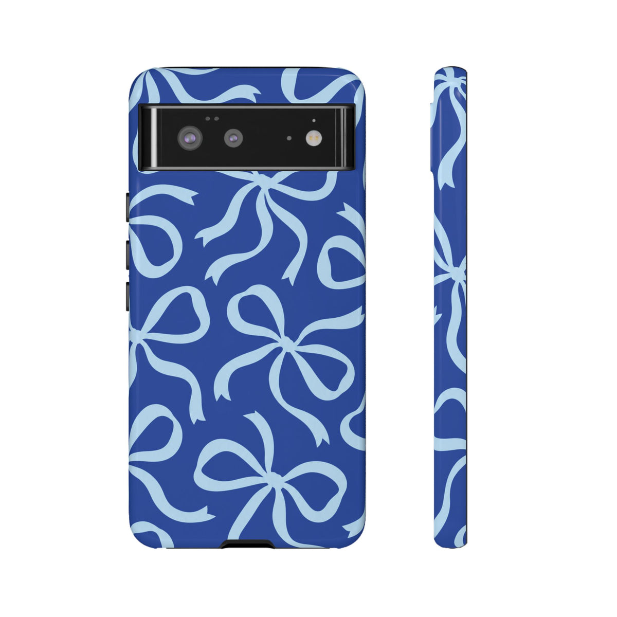 Bold Cobalt Blue and Powder Blue Bow Pattern Phone Case