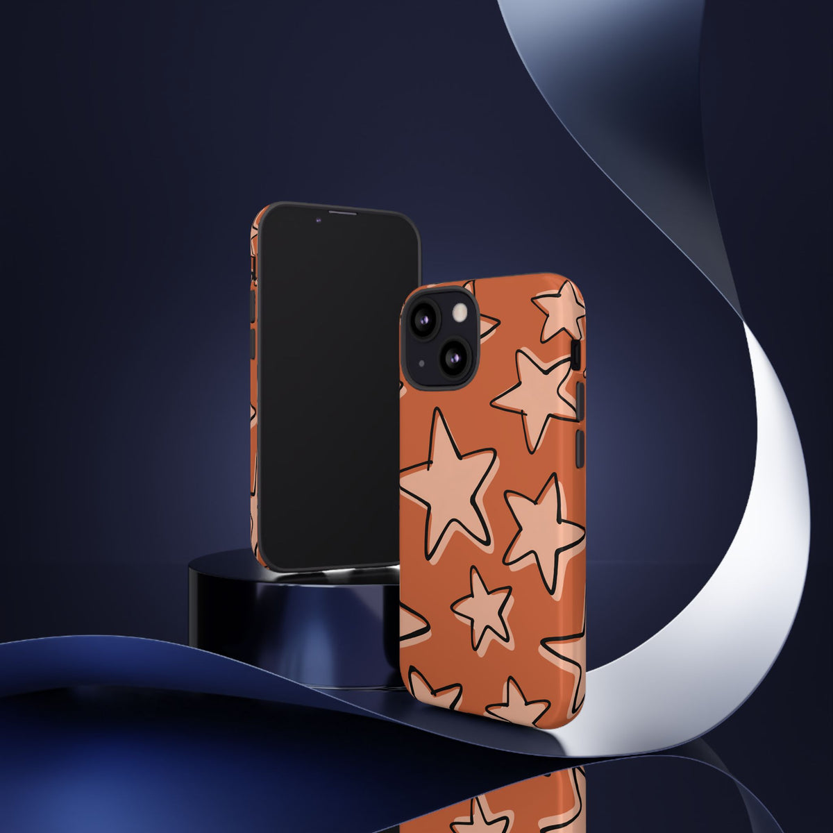 Burnt Orange Doodle Star Phone Case