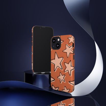 Burnt Orange Doodle Star Phone Case