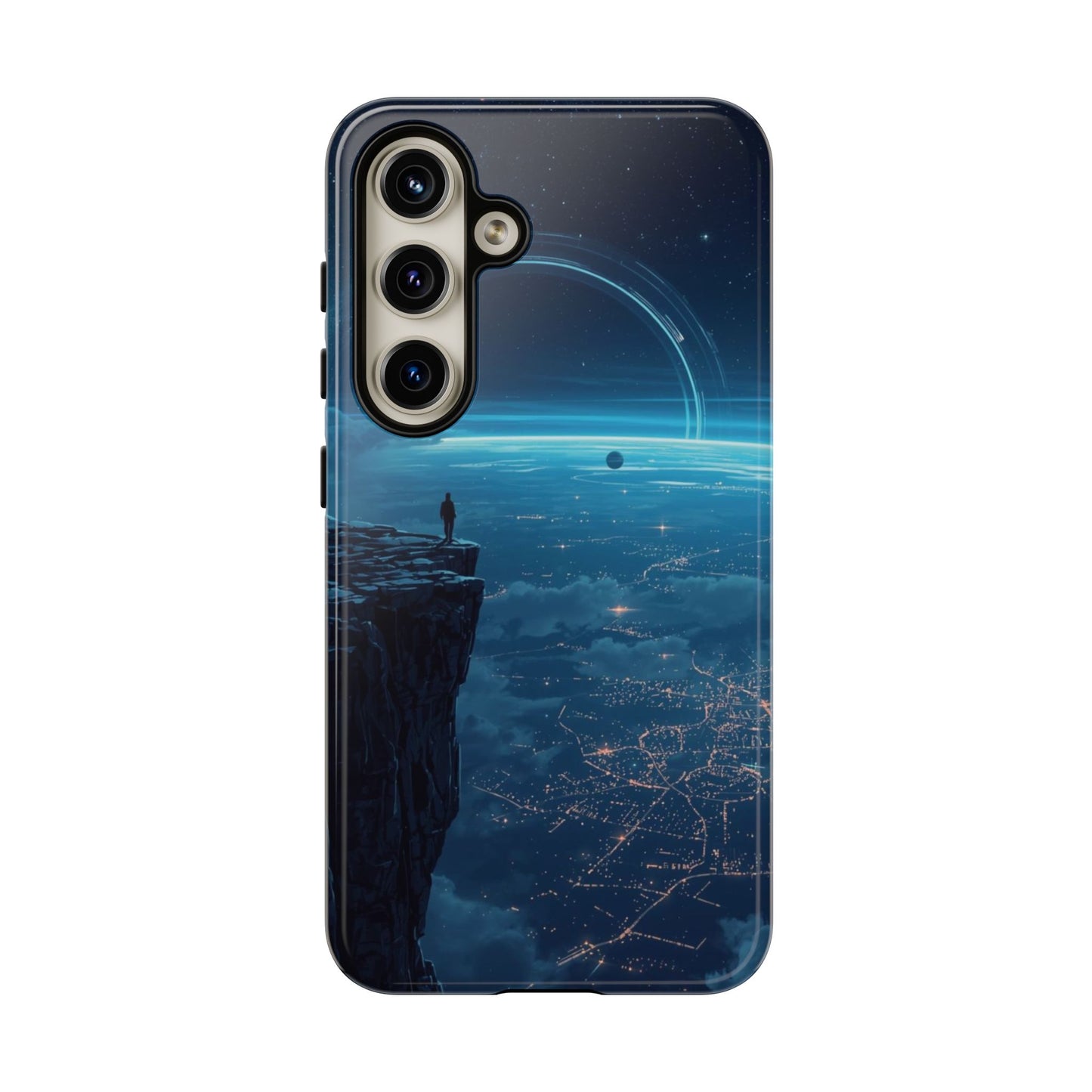 Samsung Galaxy S24 / Glossy Phone Case - Orbital Ring Horizon Sci-fi Phone Case