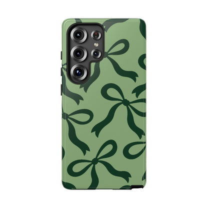 Bold Sage Green and Forest Green Bow Pattern Phone Case - Green Phone Case - Samsung Galaxy S25 Ultra / Glossy