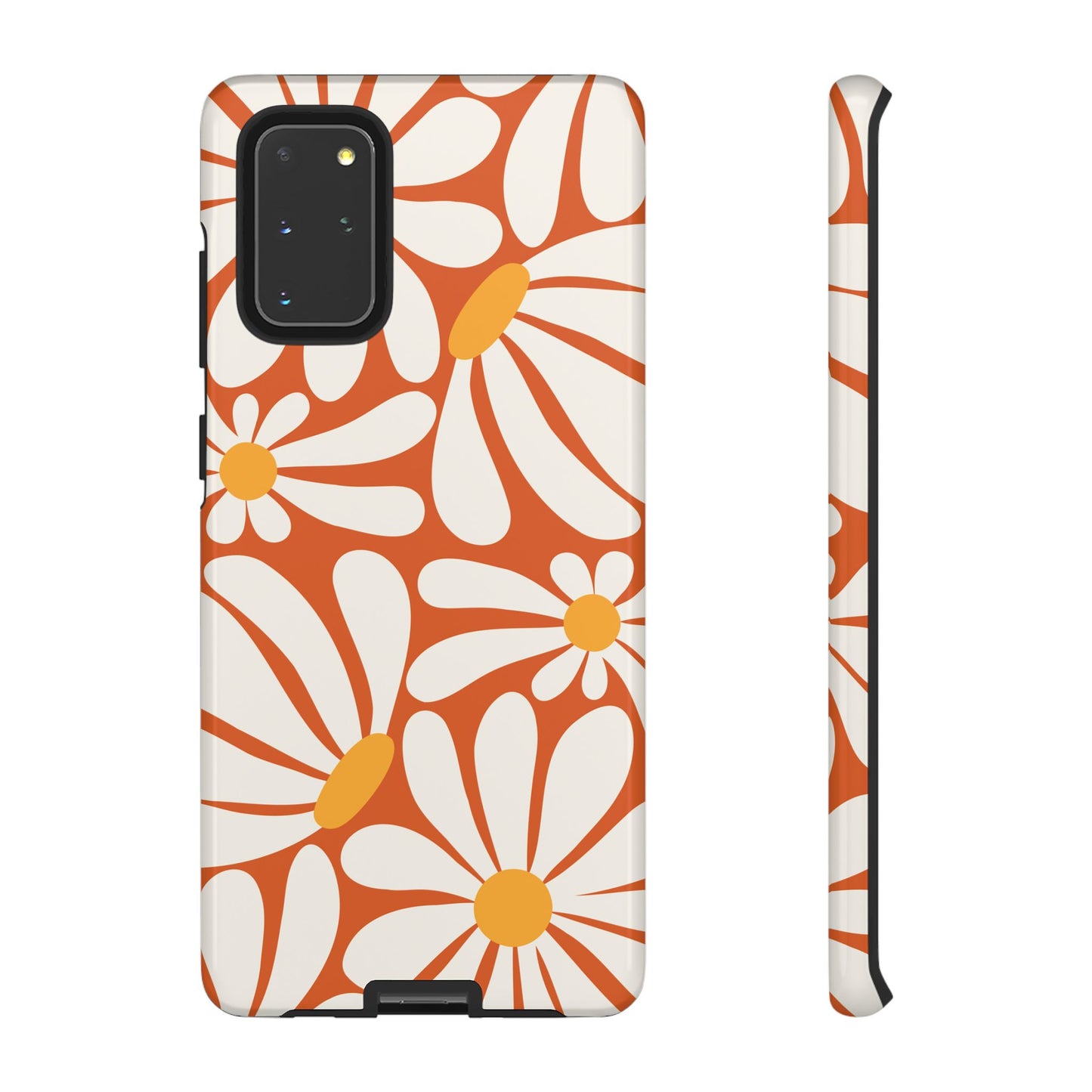 Retro Orange Daisy Pattern Phone Case - Orange Phone Case - Samsung Galaxy S20+ / Glossy
