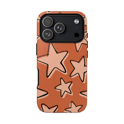 Burnt Orange Doodle Star Phone Case