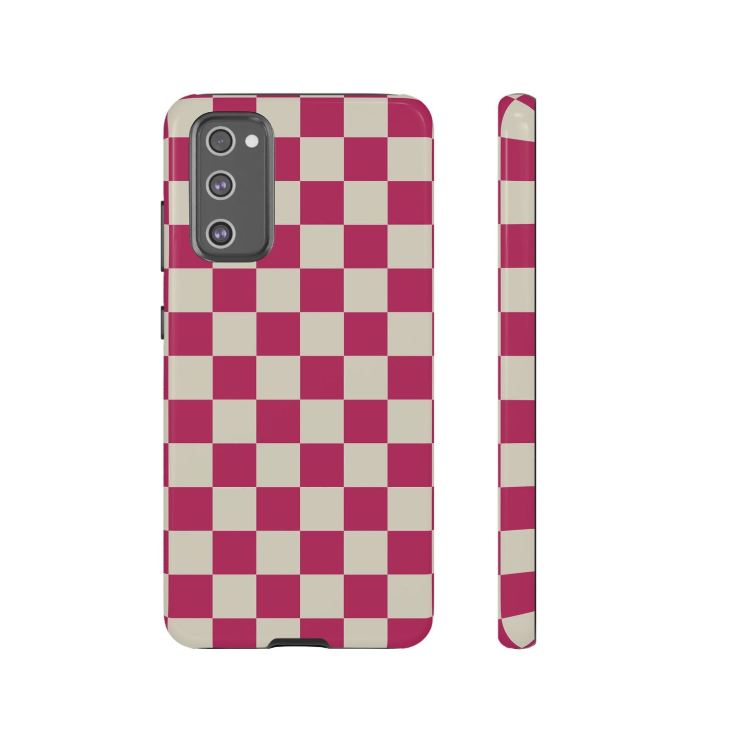 Samsung Galaxy S20 FE / Glossy Phone Case - ’Pink & White Checkered Pattern’ Phone Case