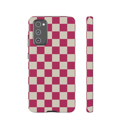 Samsung Galaxy S20 FE / Glossy Phone Case - ’Pink & White Checkered Pattern’ Phone Case