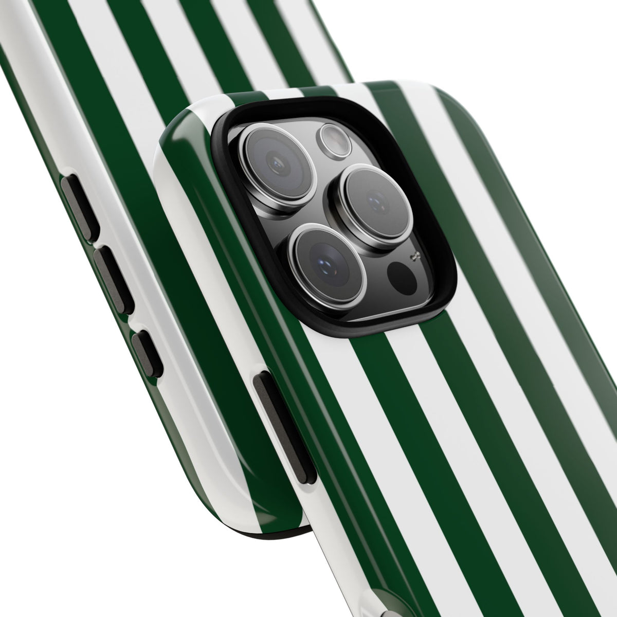 Simple Dark Green & White Stripe Pattern Phone Case - Green Phone Case