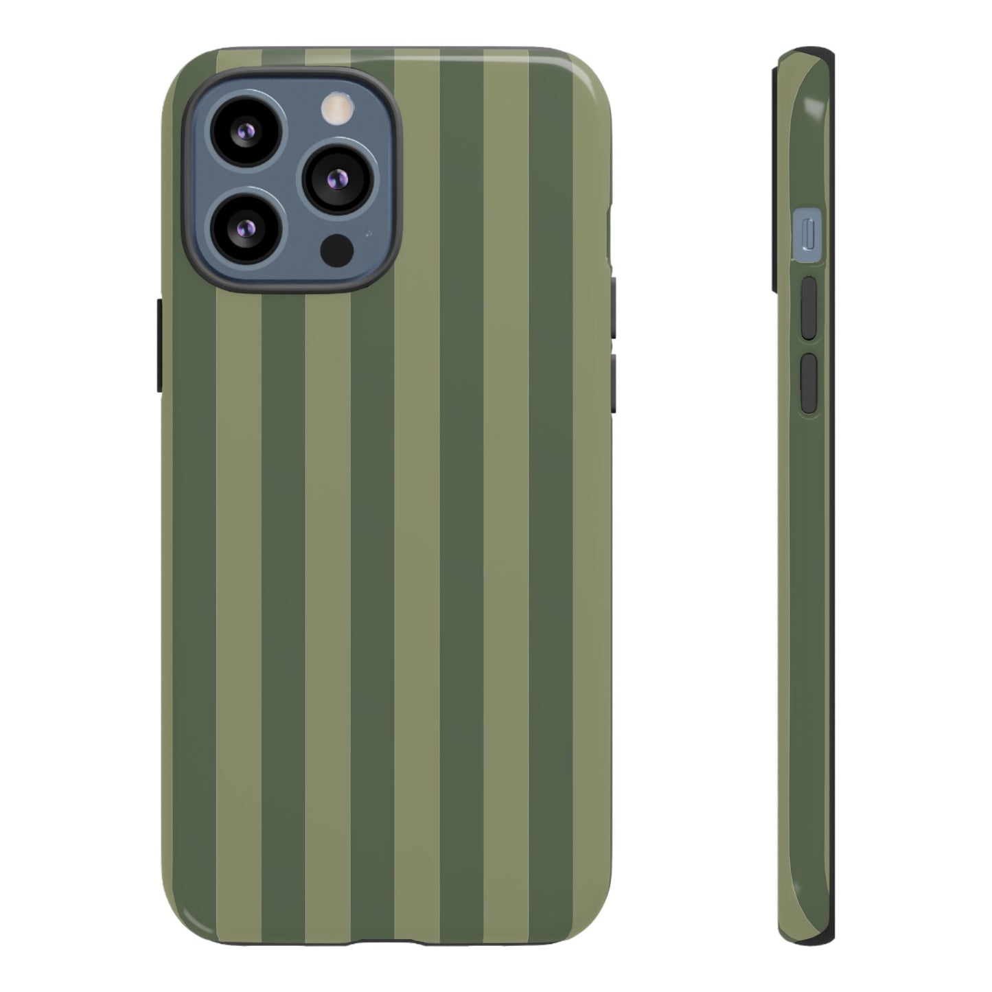iPhone 13 Pro Max / Glossy Phone Case - ’Green Stripe Pattern’ Phone Case