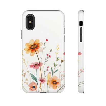 iPhone X / Glossy Phone Case - Boho Chic Watercolour Wild Blooms Pattern Phone Case