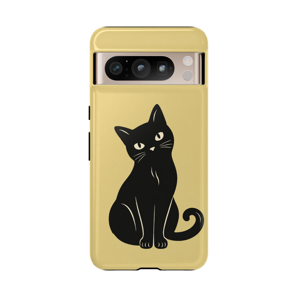 Minimalist Butter Yellow & Black Cat Phone Case