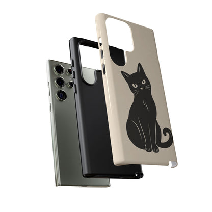 Minimalist Cream & Black Cat Phone Case