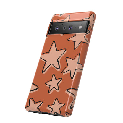 Burnt Orange Doodle Star Phone Case